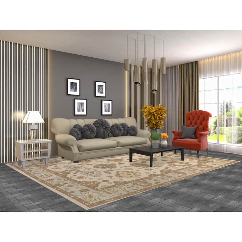 Earth Tone Oushak Indian Area Rug Hand-Knotted Wool Carpet - 8'0"x 10'2"