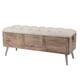 Natural Wood Upholstered Bedroom and Entryway Storage Bench - 20.25" H x 47.38" W x 15.81" W