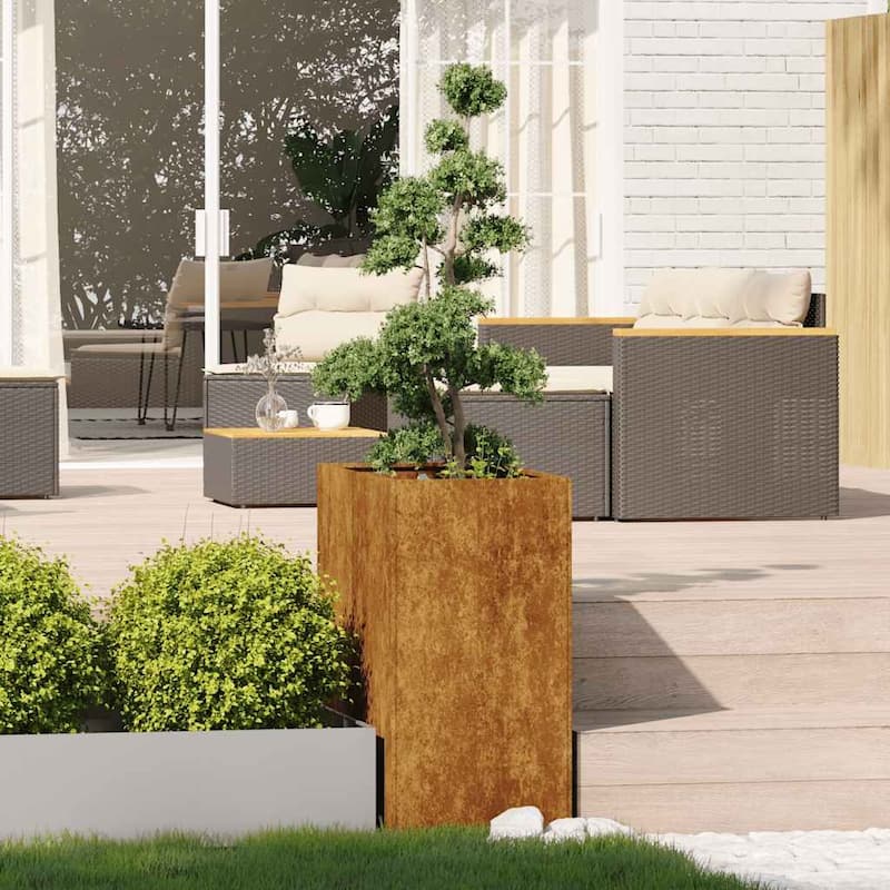 vidaXL Planter Raised Garden Bed Plant Flower Stand Rusty Weathering Steel