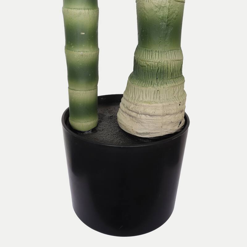 5FT Golden Cane Artificial Palm Tree, Tropical Fake Plant for Indoor Outdoor Decoration, Faux Palm, 1pc/set - Green Leaves