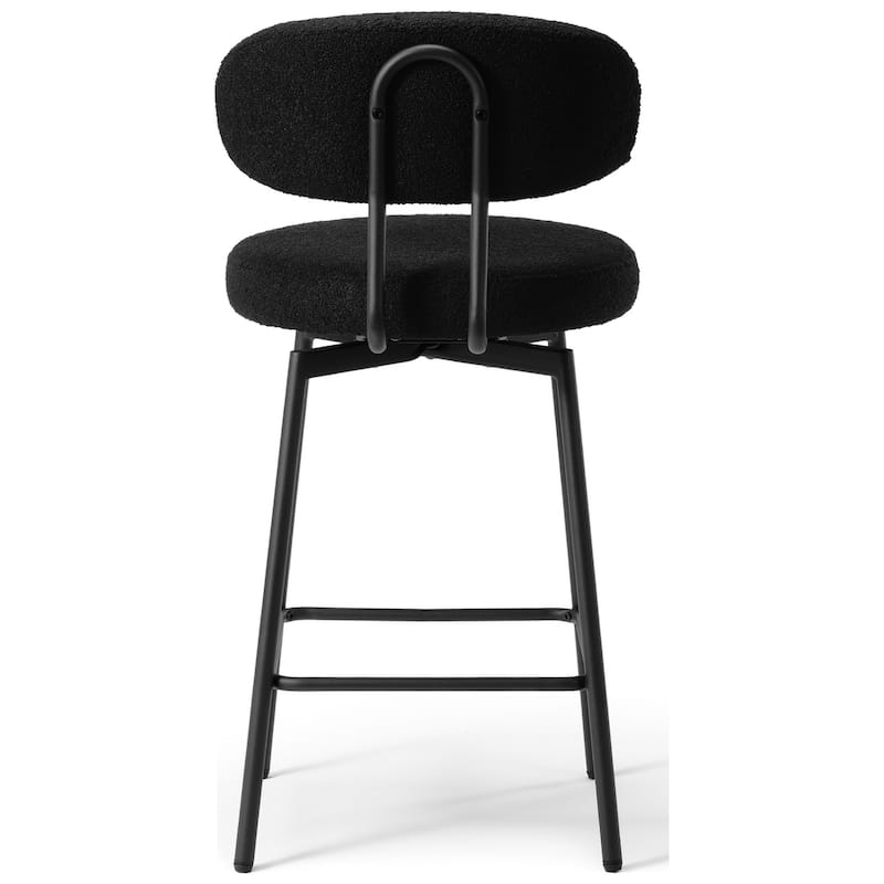 Bayville 27 Inch Faux Shearling Fabric Upholstered Swivel Counter Stool (Set of 2)