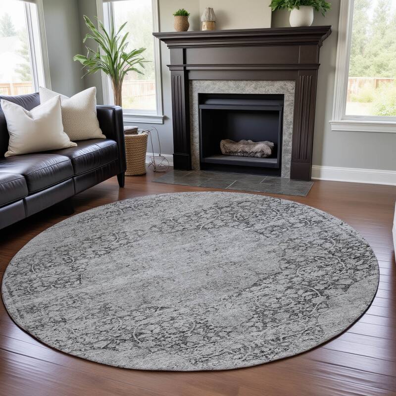 Premium Washable Super Soft Vintage Persian Mayfield Rug - Gray - 8' x 8'