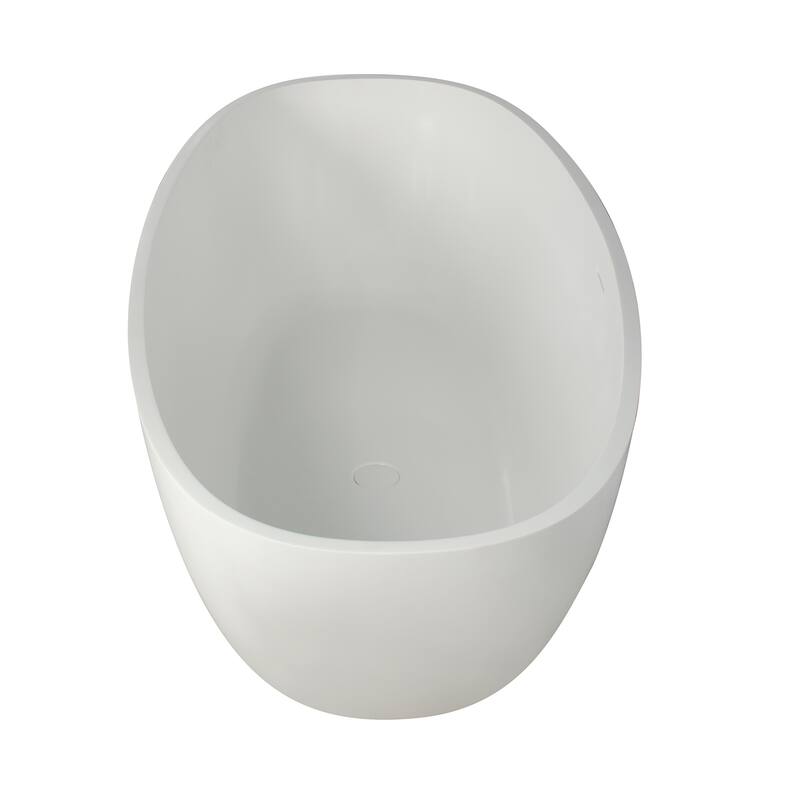 Solid Surface Freestanding Flatbottom Soaking Bathtub in Matte White