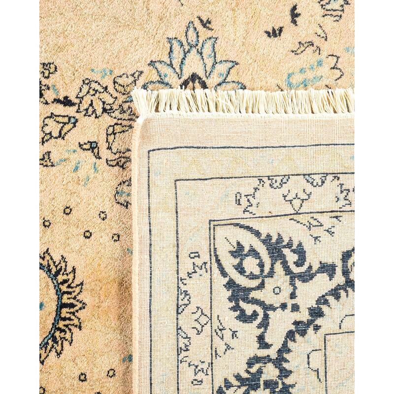 Overton Handknotted Wool Traditional Abstract Beige Area Rug - 5' x 8'