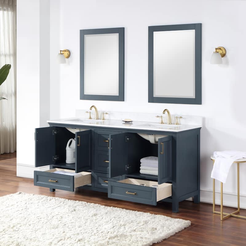 Altair Isla 72" Bathroom Vanity in Classic Blue with Countertop,with Mirror - 72 in.