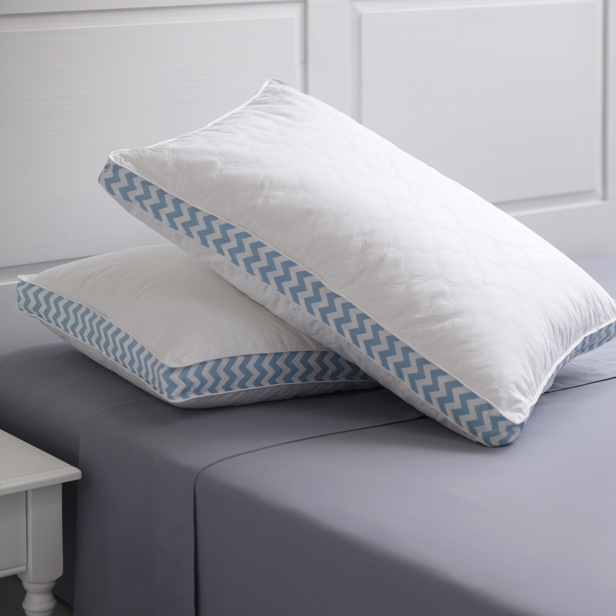Cloud Quilted Printed Gusset Pillow by Cozy Classics - White