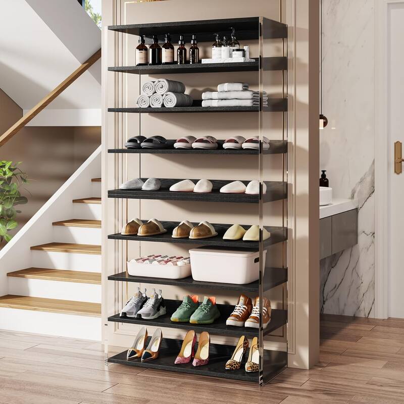 63" 8-Tier Acrylic Shoe Rack, Modern Shoe Storage, Shoe Organizer Display Shelf for Living Room, Entryway & Hallway