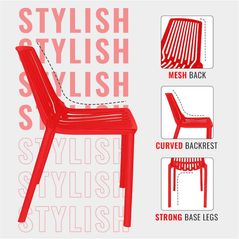 LeisureMod Acken Mid-Century Modern Plastic Dining Chair, Set of 4 - 30.7"