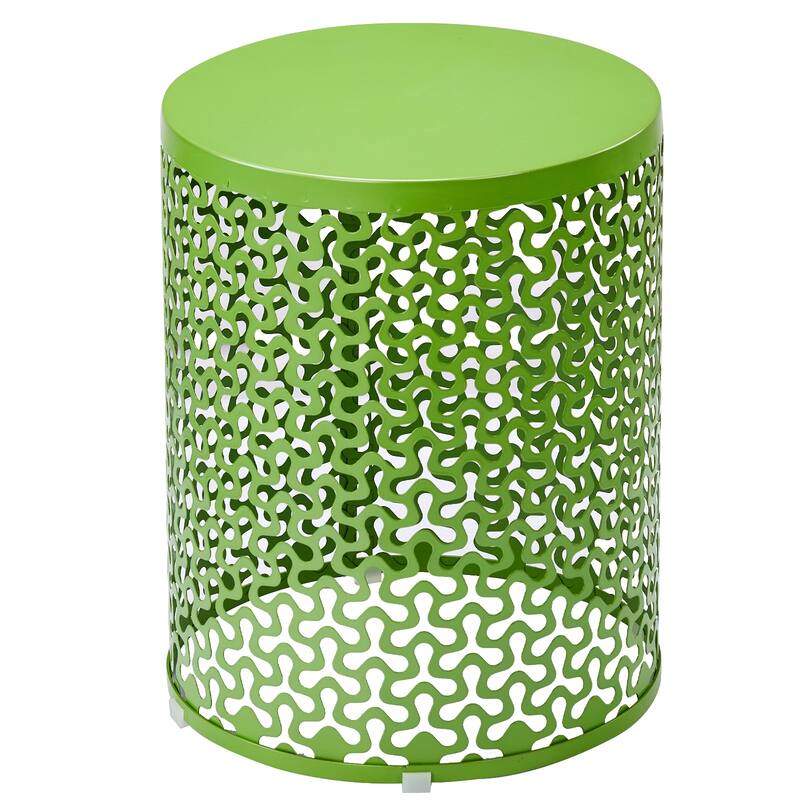 Set of 3 Nesting Side Tables Metal Round Accent Tables for Patio Balcony Garden Indoor Living Room - 15.7" x 22.0" - Green