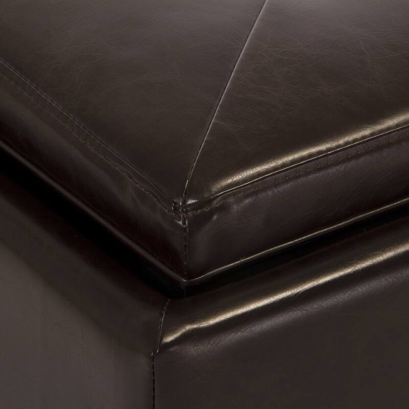 Maxwell Brown Bonded Leather Double Tray Ottoman by Christopher Knight Home