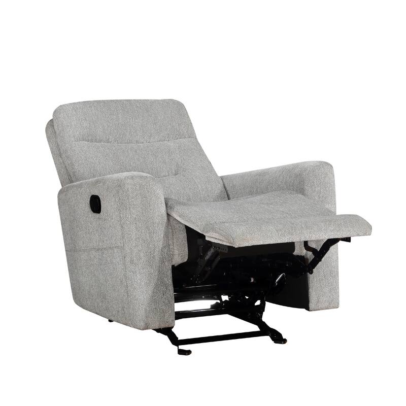 Lyns Manual Glider Recliner Armchair, Soft Gray Chenille, Solid Wood