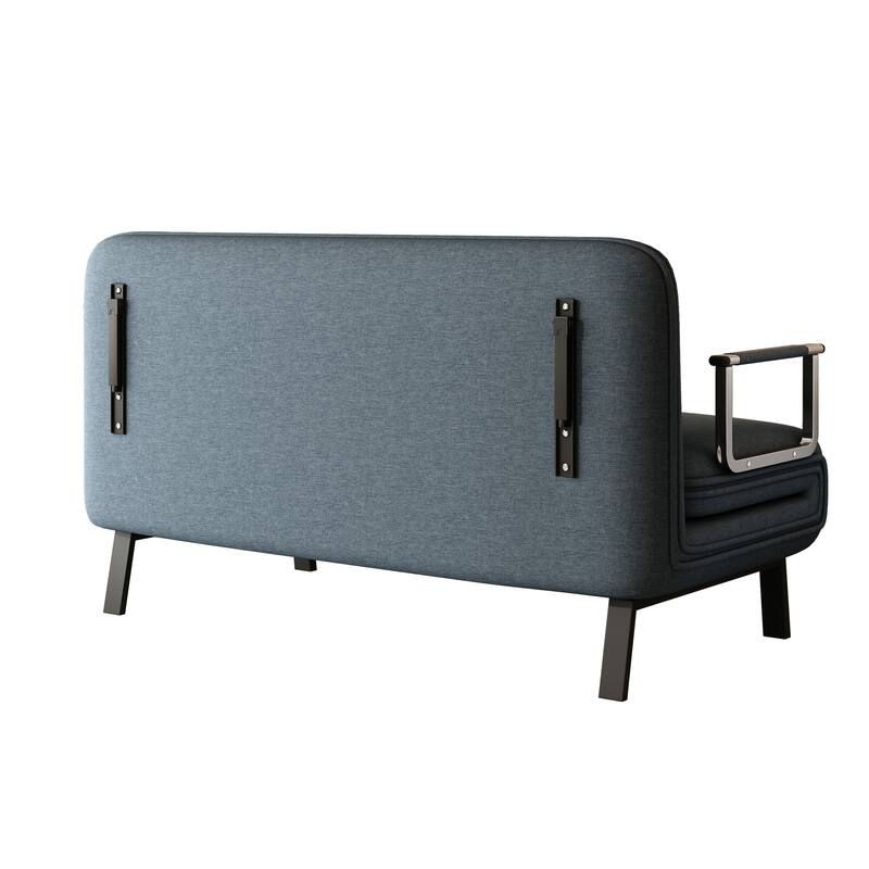 55″ Convertible Chair Bed, Tri-Fold with Adjustable Backrest, Blue+Grey Frame