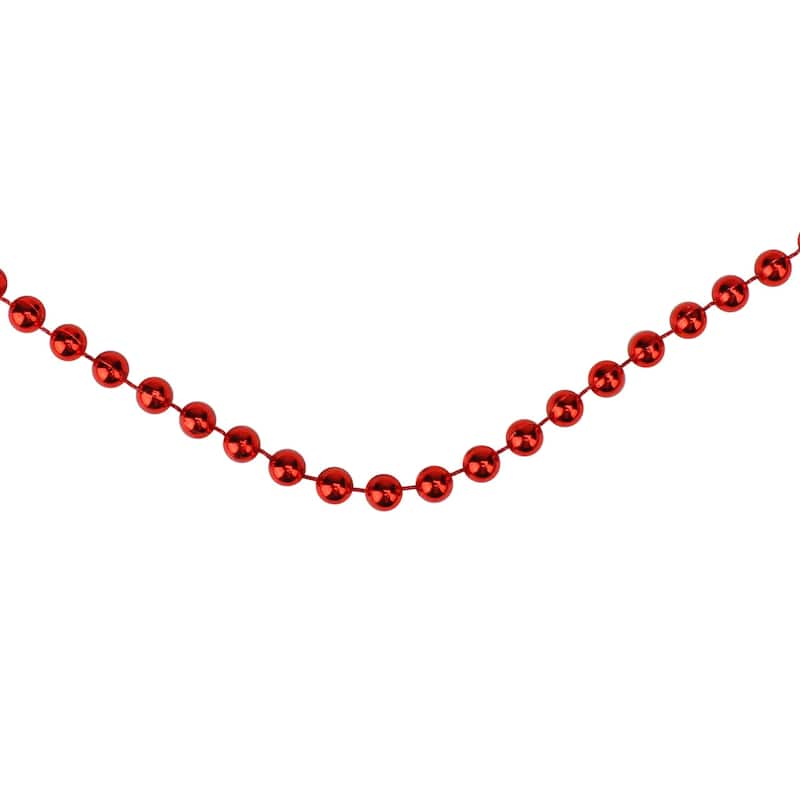 Shiny Metallic Faceted Beaded Christmas Garland - 15' x .25" - Red