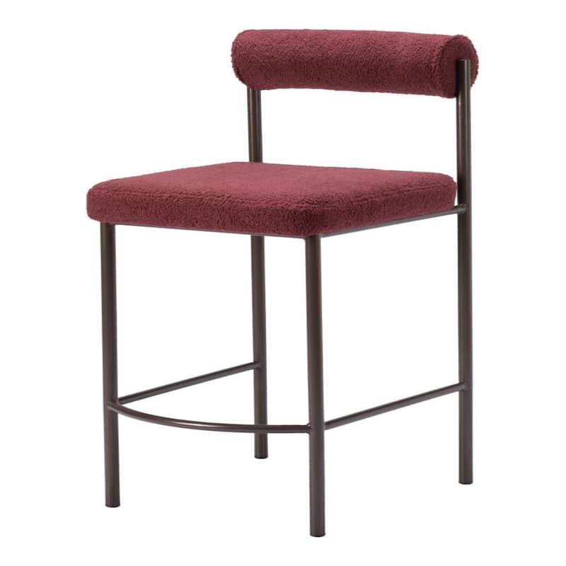 Set of 2 Red Bronze 26 Inch Low Back Counter Height Bar Chairs - 20.5” x 16.1” x 36.2”