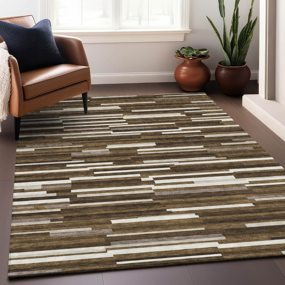 Premium Washable Super Soft Geo Stripes Mayfield Rug