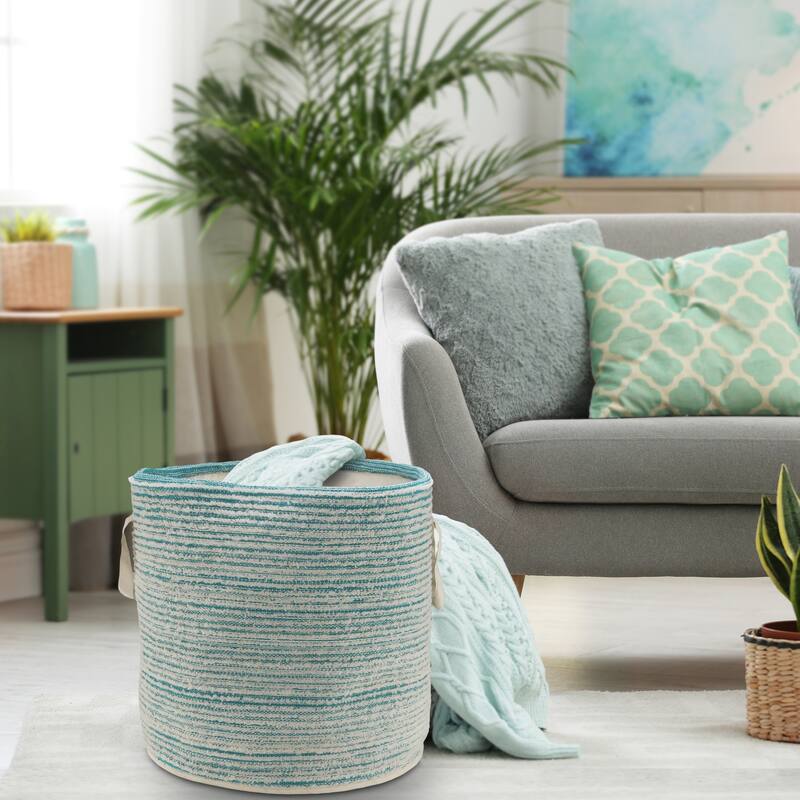 Sevita Textured Cotton Hand-Made Storage Basket - 19" x 19" x 19"