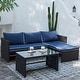 preview thumbnail 3 of 18, Tappio 3-piece Outdoor Wicker Sofa Furniture Conversation Set  49.4"W x 25"D x 24.6"H - Navy Blue