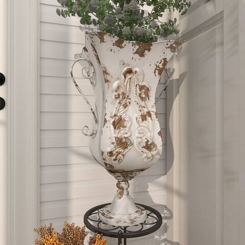 Beige Iron Metal Distressed Traditional Vintage Vase