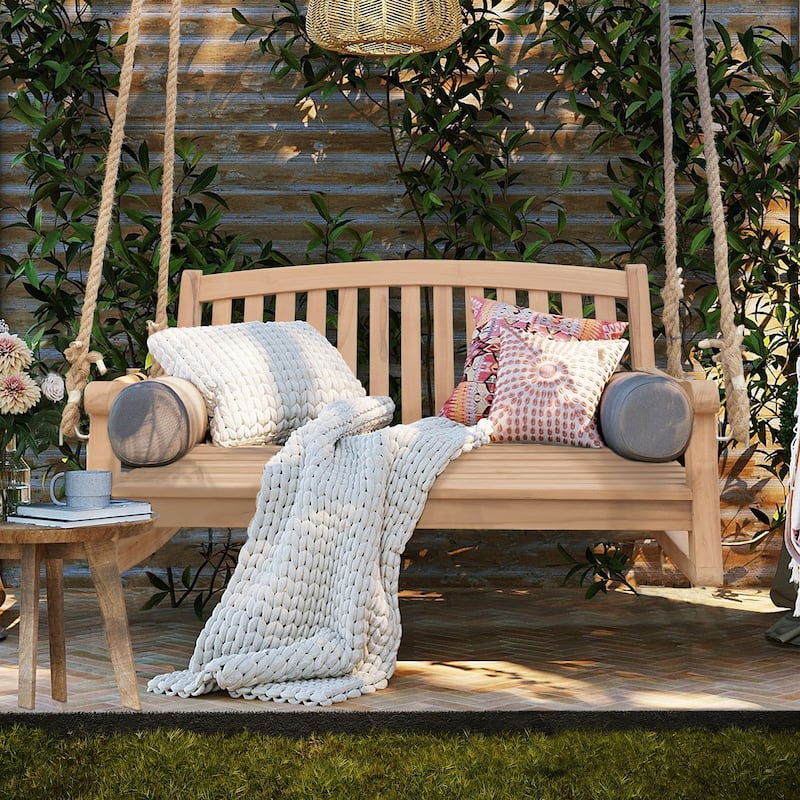Seven Seas Teak San Jose Teak Wood Double Outdoor Porch Swing, 4 foot