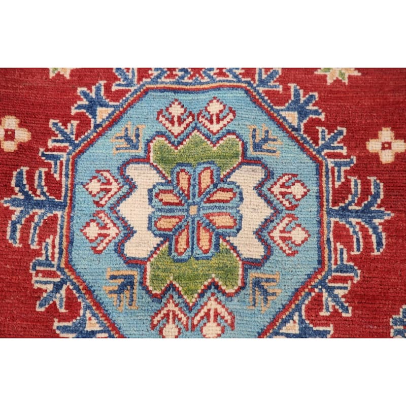 Red Kazak Area Rug Handmade Wool Carpet - 6'7" x 10'2"