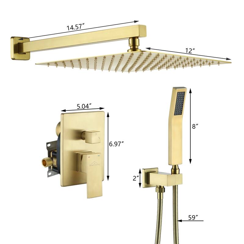 2-Function 10/12-In Wall Mounted Shower System with Handheld Shower