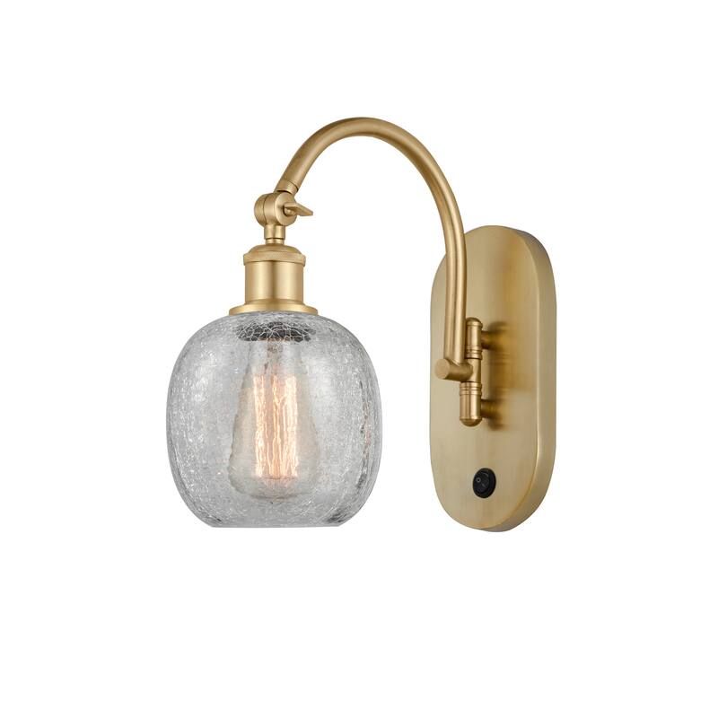 Innovations Lighting Ballston Belfast - 1 Light 6" Sconce - Arm Swivels Side To Side - Satin Gold/Clear Crackle