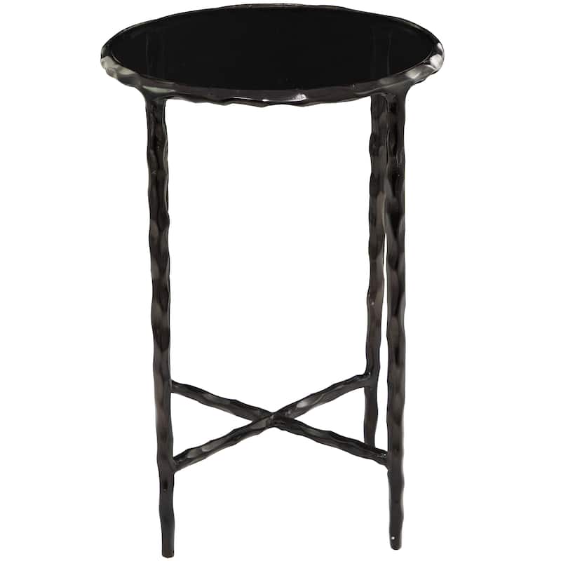 Aluminum Modern Accent Table with Shaded Glass Top