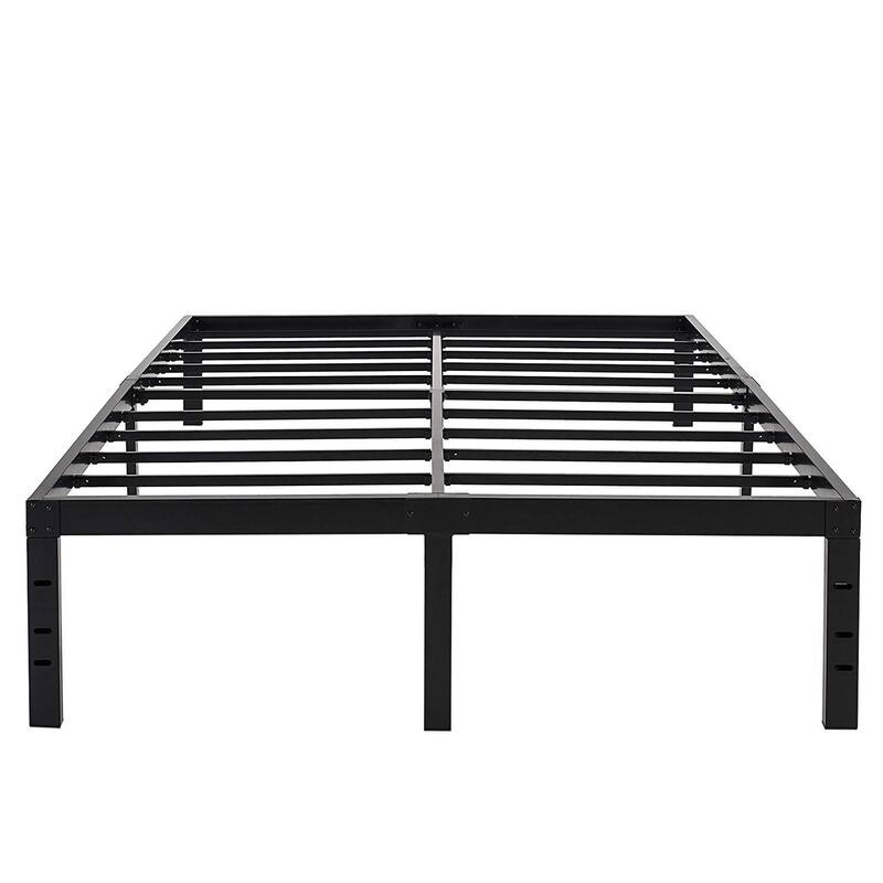 18 Inch Maximum Storage Bed Frame/Reinforced Platform /3500lbs Heavy Duty/Easy Assembly/Mattress Foundation/Steel Slat, Queen - Black