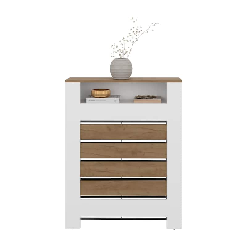 Risk Radiator Cover with Storage, Space,Saving Design, Natural Oak and White