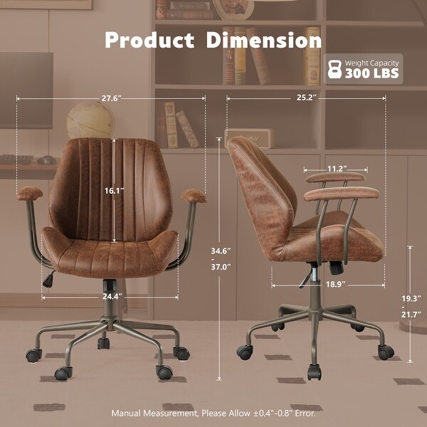 XIZZI Vintage Suede Fabric Office Chair with Armrests and Swivel