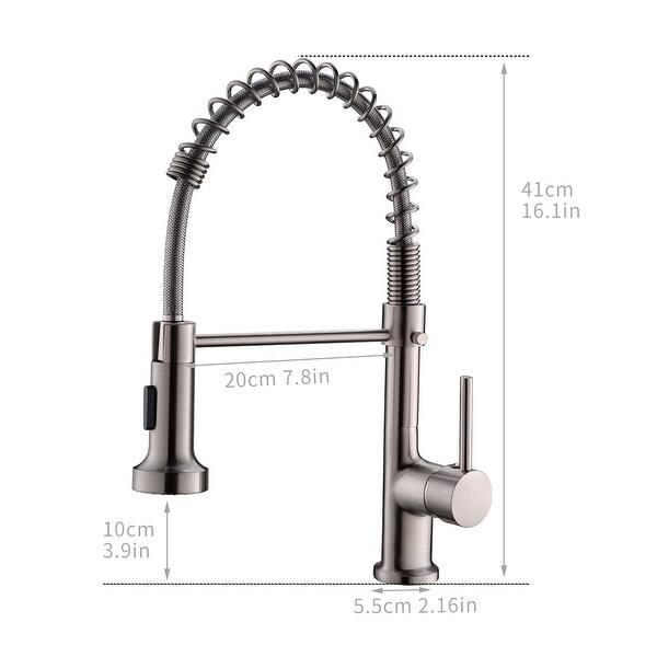 Copper Pull-down 360 Degrees Swivel Kitchen Faucet with Black - 2.16 In ...