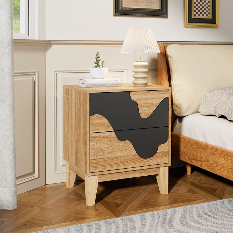 2 Drawer Dresser End Table Bedside Furniture 2 Set Nightstand