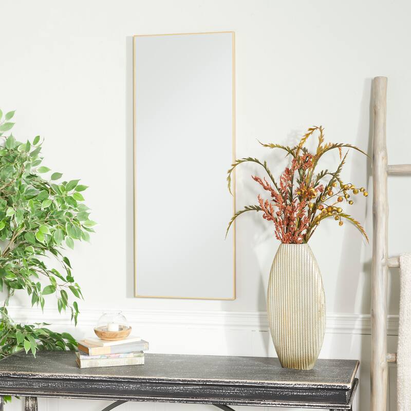 Contemporary Rectangular Wall Mirror - Multiple Finishes and Sizes - 14"W, 36"H - Gold - Large