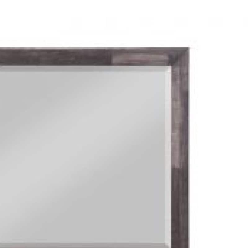 48 Inch Wood Mirror, Landscape, Beveled, Rustic Brown