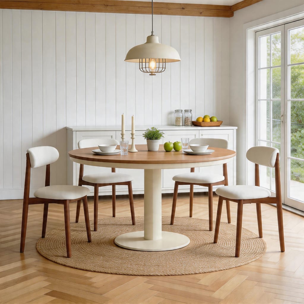 Set of 2/4/6/8 Linen Upholstered Solid Wooden Dining Chairs for Kitchen