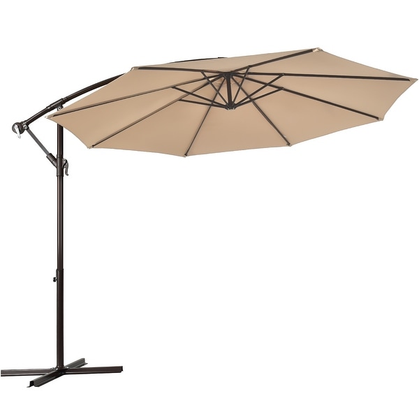 Details about   10 ft Hanging Umbrella Patio Sun Shade Offset Outdoor Market with Crank Tilt 
