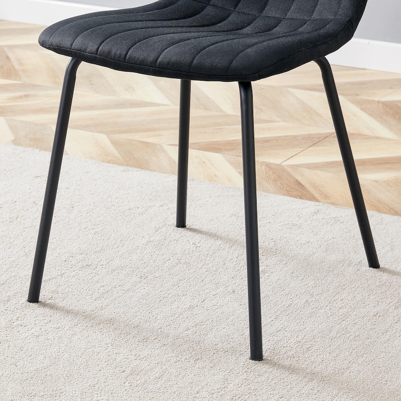 Modern Armless Kitchen Chairs Set of 4 Dining Chairs with Black Metal Legs for Dining Room
