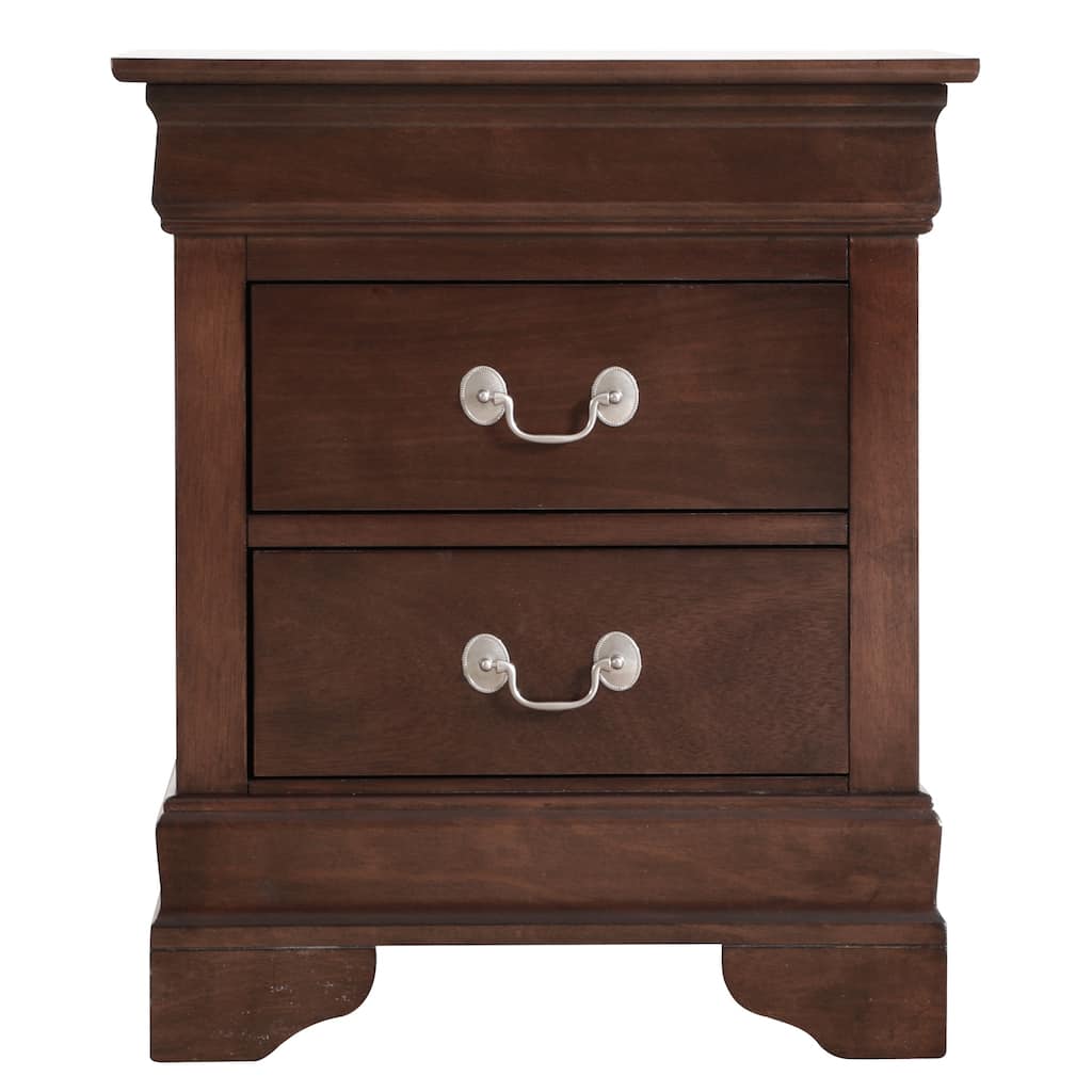 2 Drawer Cappuccino Nightstand, 24 Inch Classic Bedside Table with Real Wood Veneers and English Dovetail Drawers