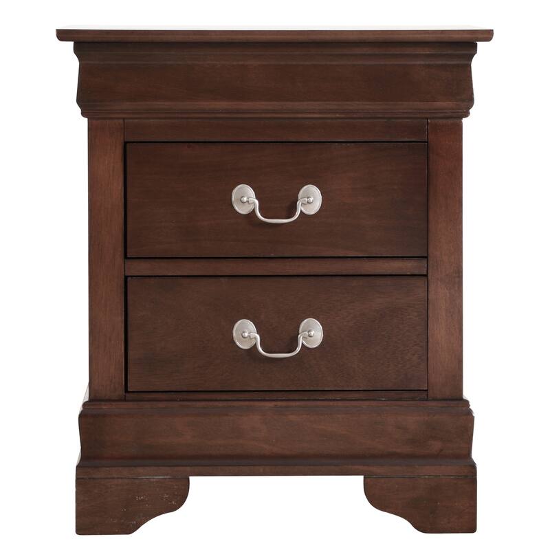 2 Drawer Cappuccino Nightstand, 24 Inch Classic Bedside Table with Real Wood Veneers and English Dovetail Drawers