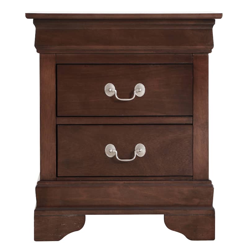 Cappuccino Nightstand with Two Drawers, 24x21x16 Classic Bedside Storage Table with Warm Finish and Easy Use