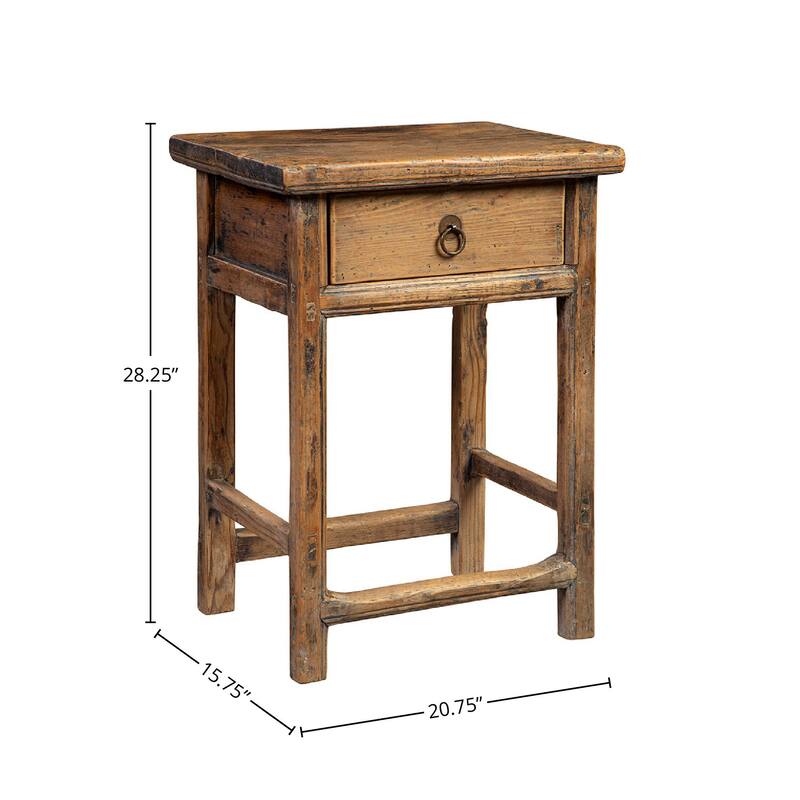 Sampson Reclaimed Pine Side Table, Antique