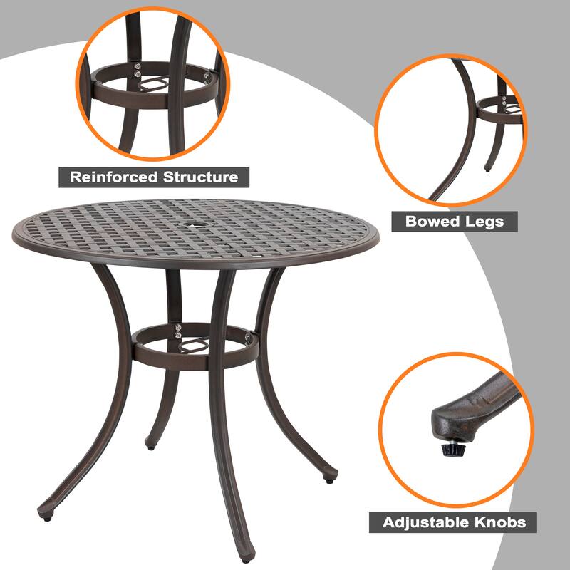 NUU GARDEN 5-piece Antique Bronze Cast Aluminum Patio Dining Set