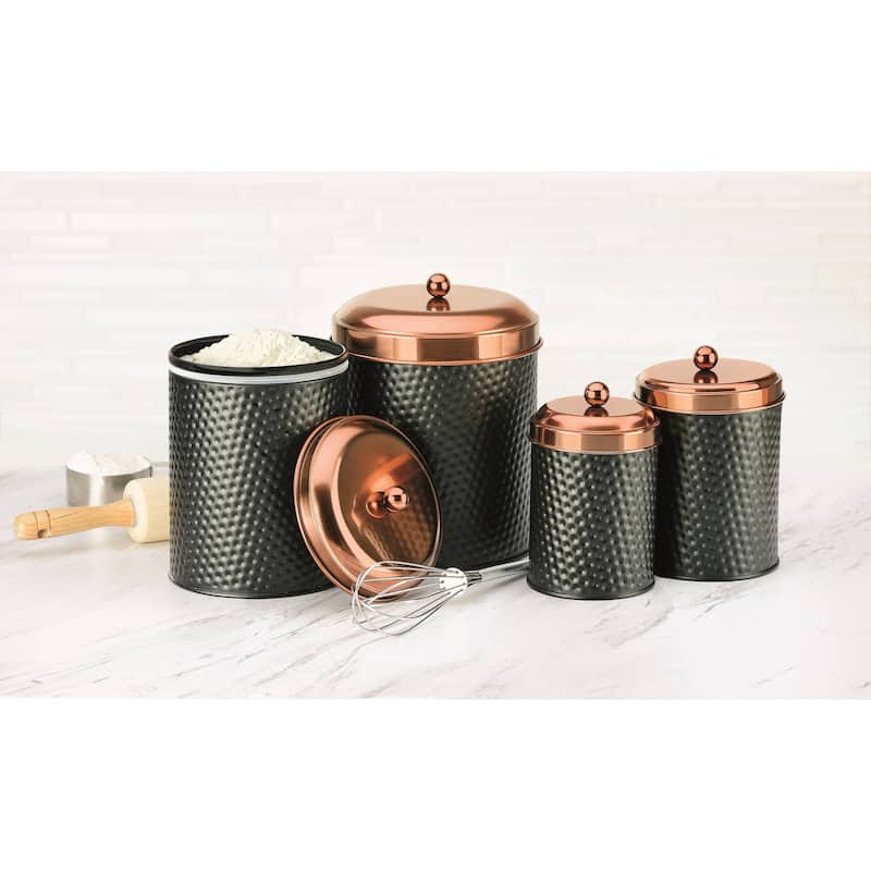 Amici Home Ashby Black Matte Storage Canister with Copper Lid
