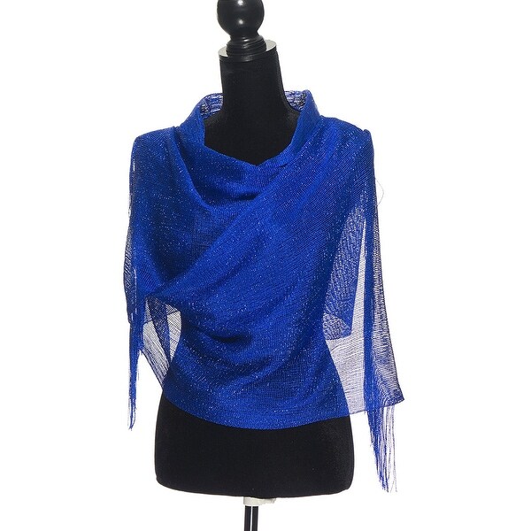 Modern Metallic Fishnet Party Shawl Fringe Lurex Scarf