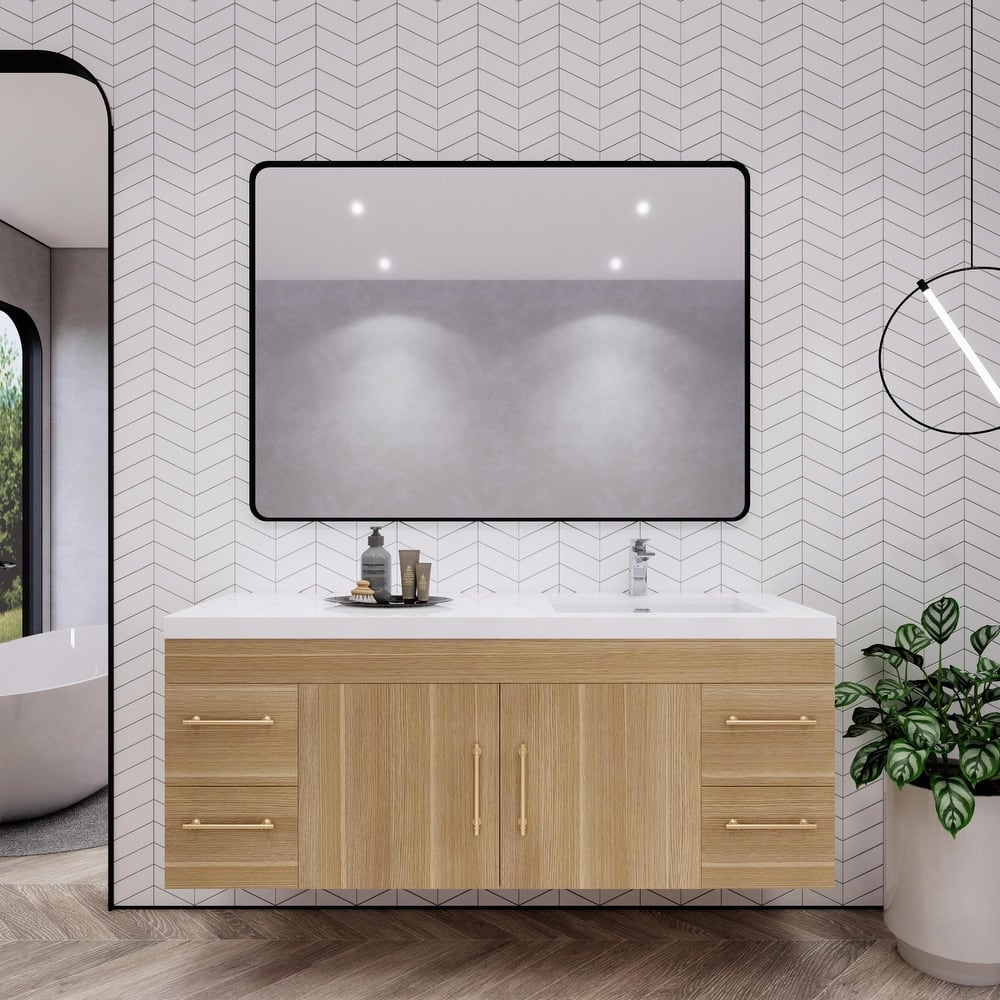 Eliza 60'' Wall Mounted Vanity with Single Sink on the Right