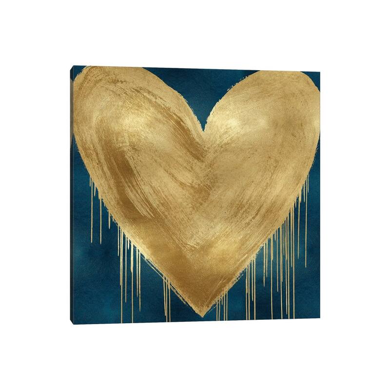 iCanvas "Big Hearted Gold on Teal" by Lindsay Rodgers Canvas Print