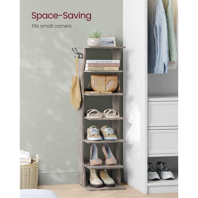 Metal Space-Saving 7-Tier Slim Shoe Storage Rack with Durable Shelves - 11.8”D x 10.4”W x 43.5”H