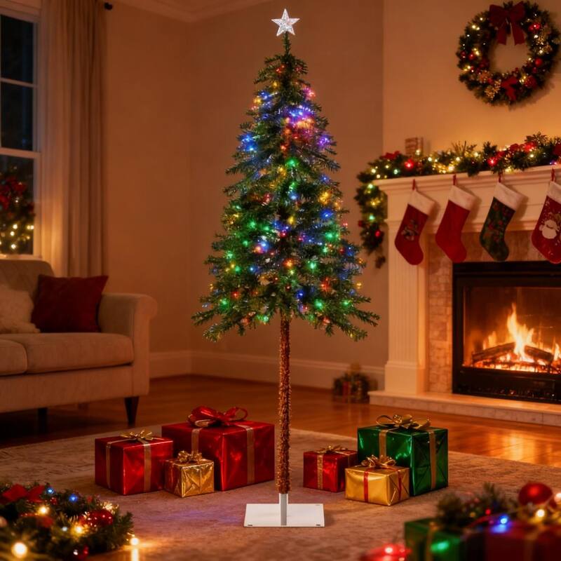 6FT Intdoor Artificial Pencil Shape Christmas Trees - Green - 6 Foot