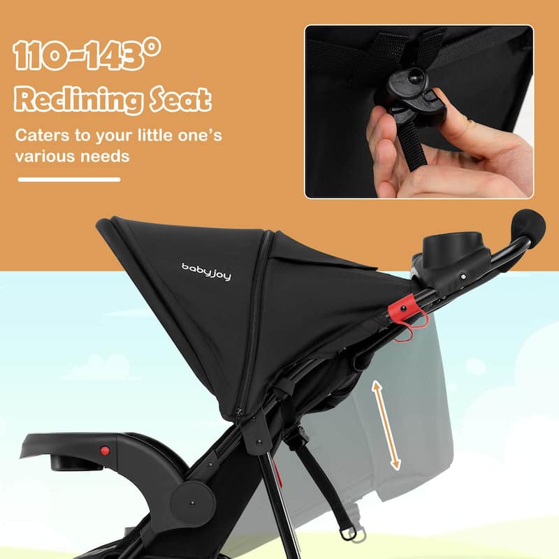 Babyjoy Jogging Stroller Foldable Jogger with Adjustable Canopy - See Details