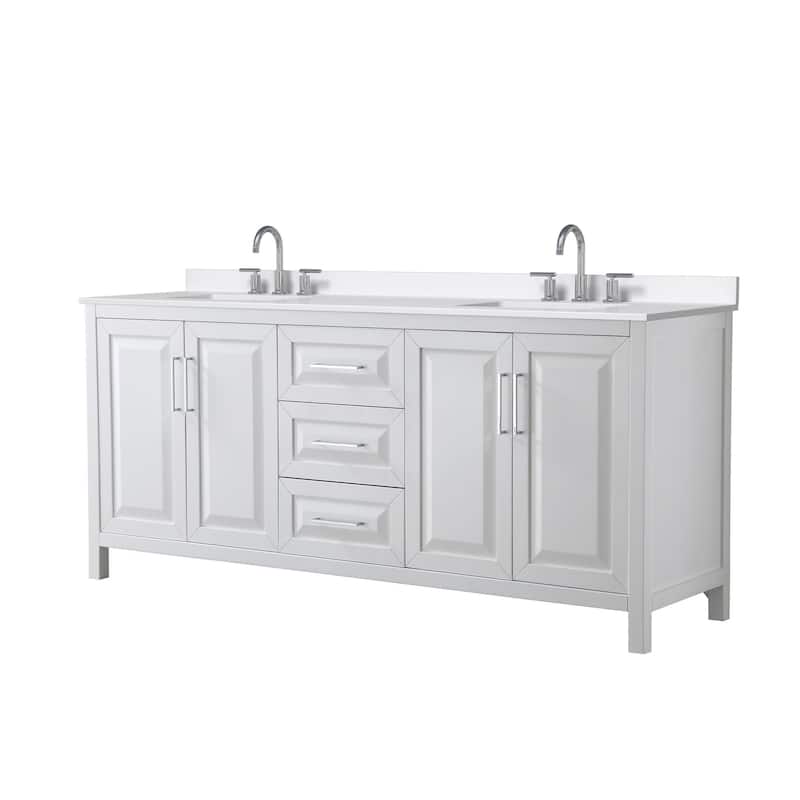 Wyndham Collection WCV252580D-QTZ-US3MXX Daria 80" Free Standing - White / White Quartz Top / Polished Chrome